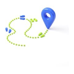 Ruta de puntos con huellas y una chincheta para saber cuántos pasos son un km