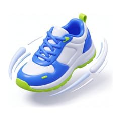 Zapatilla de running azul y blanca en movimiento para la calculadora de tiempo de maratón