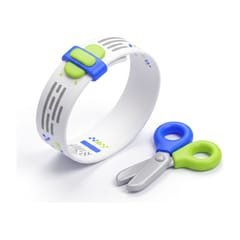 Pulsera de ritmos de papel para imprimir junto a unas tijeras